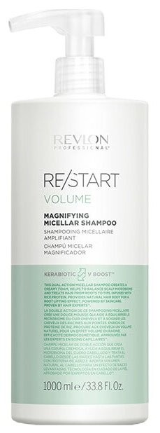 Revlon Restart Volume: Мицеллярный шампунь для придания объема тонким волосам (Magnifying Micellar Shampoo), 1000 мл