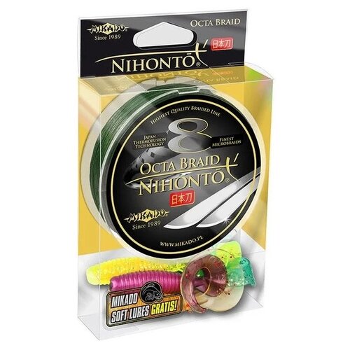 Плетеный шнур MIKADO Nihonto Octa Braid d=0.14 мм, 150 м, 10.15 кг, зеленый, 1 шт.