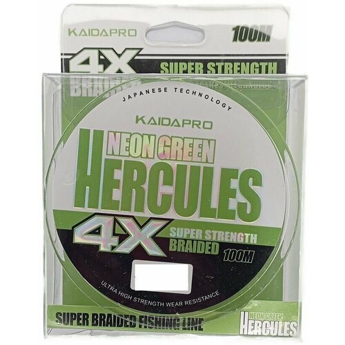 Плетенка KAIDA PRO HERCULES Neon Green 4X 100м 0.16мм