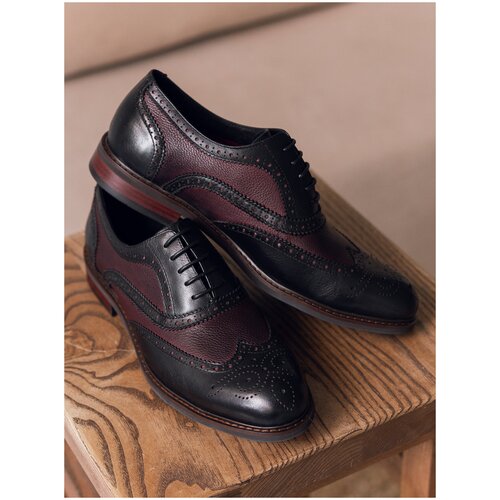 Туфли оксфорды Roscote, натуральная кожа, размер 40, бордовый, черный