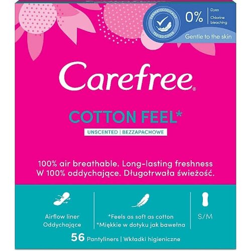 Прокладки женские гигиенические ежедневные, Carefree Cotton Free, 56 шт.