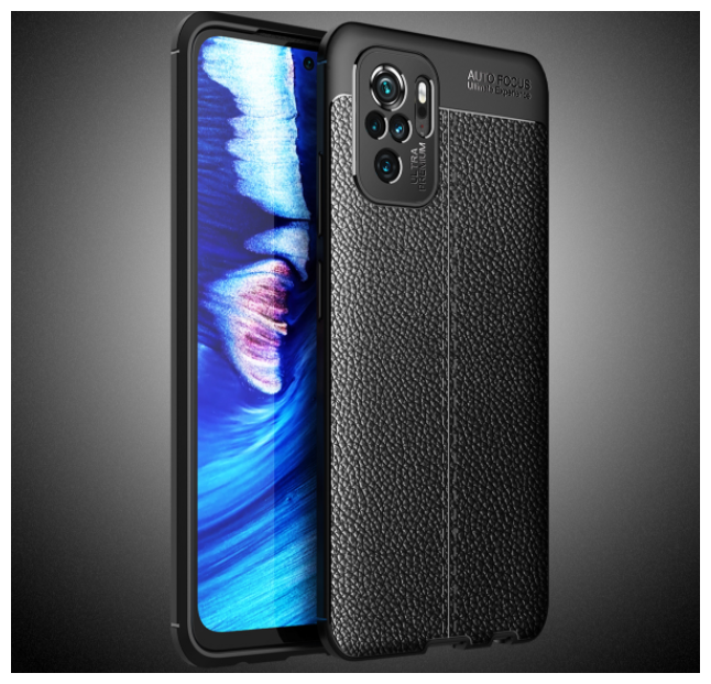 Чехол-бампер MyPads Pelle Morbida на Xiaomi Redmi Note 10 (2021) / Redmi Note 10S 8/128GB (NFC) / Poco M5s из силикона с дизайном под кожу черный