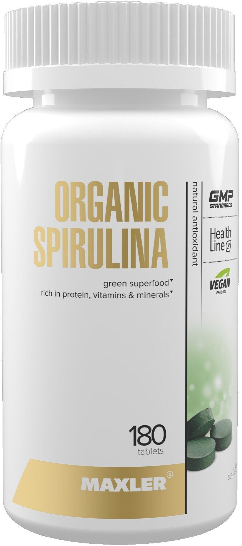 MAXLER Organic Spirulina таб., 135 г, 180 шт.