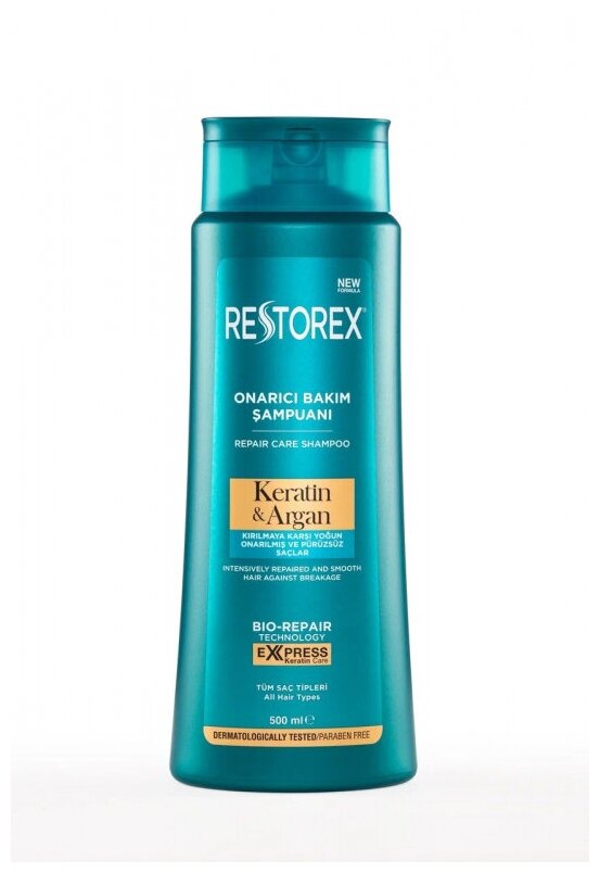 Шампунь Restorex для восстановления и роста волос, с кератином и арганом, 500 мл