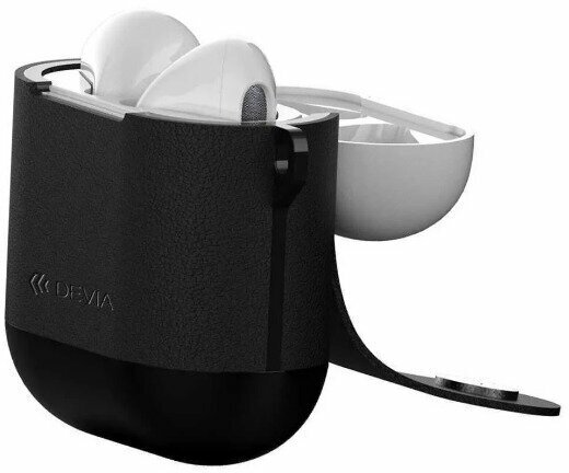 Кожаный чехол с беспроводной зарядкой Devia для Apple Airpods 2 Wireless charger case черная