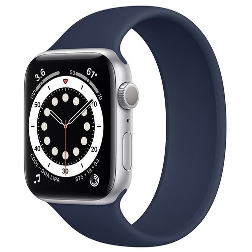 Умные часы Apple Watch Series 6 GPS 44мм Aluminum Case with Solo Loop Aluminium Case, серебристый/белый
