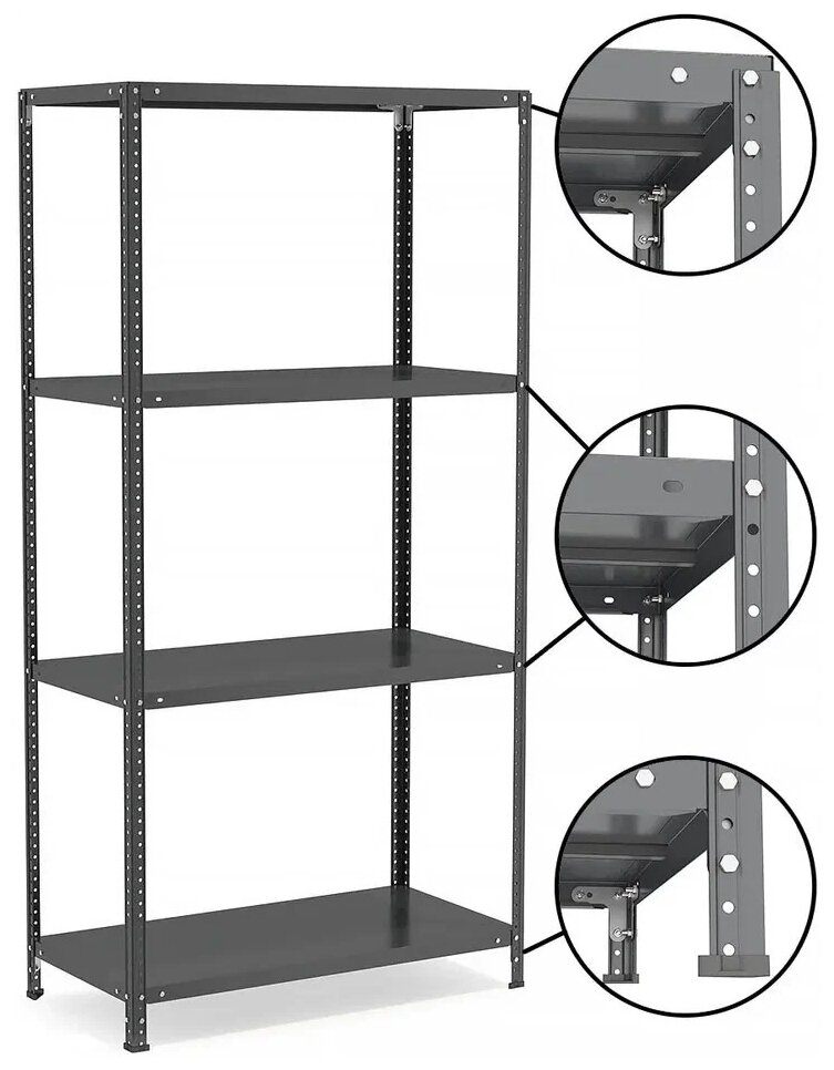 Металлический стеллаж 4 полки METALL ZAVOD 100x40x200 см - фотография № 2