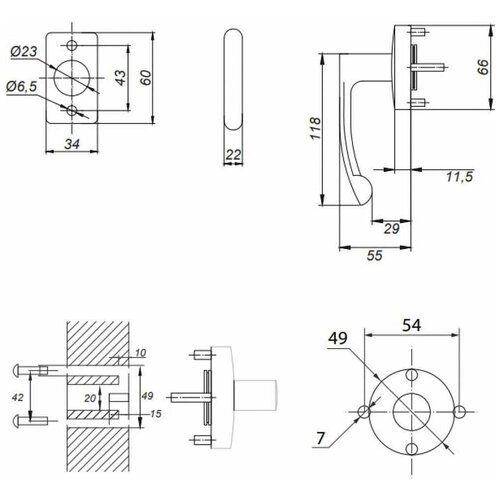 Ручка накладная с фиксацией Apecs HF-1066-BL