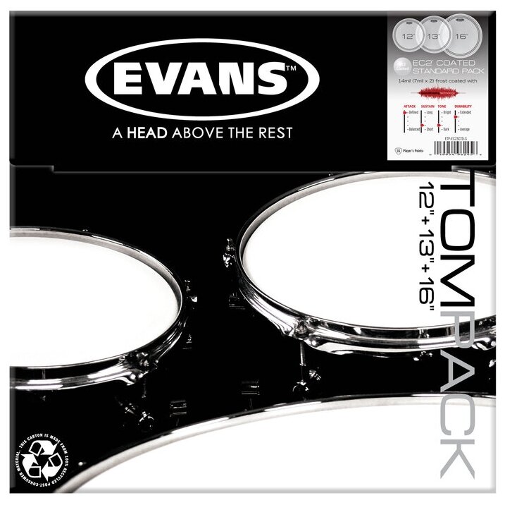 ETP-EC2SCTD-S EC2 Standard Набор пластика для том барабана, с покрытием 12"/13"/16", Evans