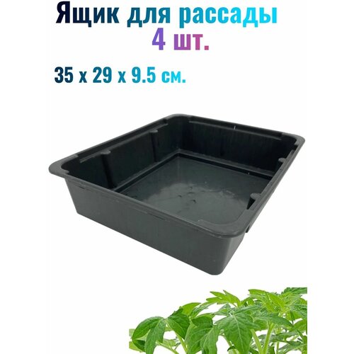 Ящики для рассады 5л, комплект из 4 шт, 35x29x9.5 см, цвет черный