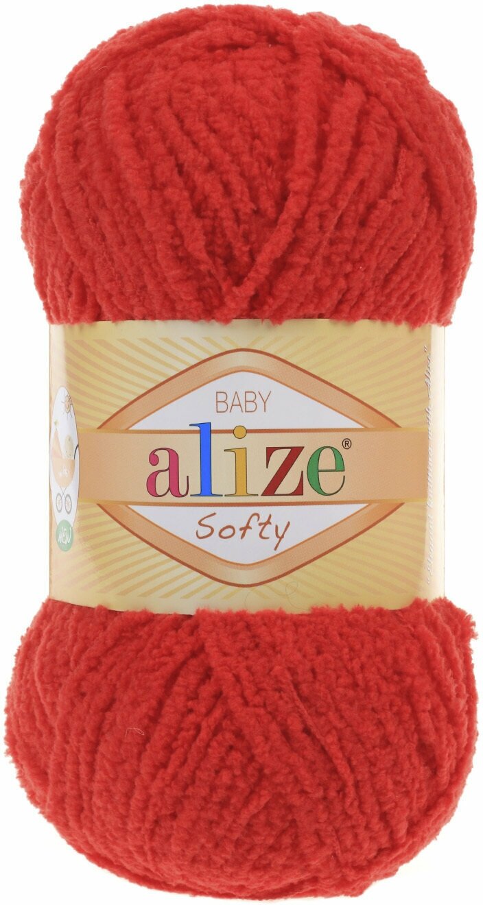 Пряжа Alize Softy (Ализе Софти) - 5 мотков Цвет: 56, Красный темный 100% микрополиэстер 50 г / 115 м