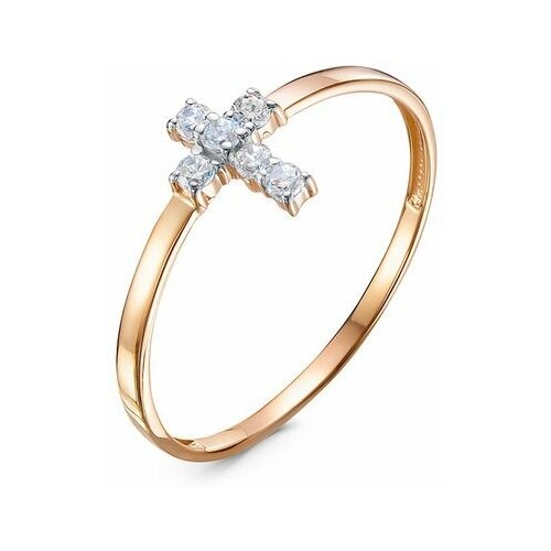 фото Золотое кольцо крест кюз del'ta с фианитом d1104812 diamant-online