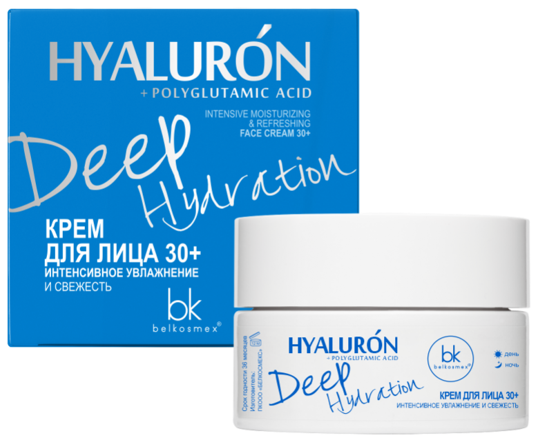 Belkosmex Hyaluron Deep Hydration Крем для лица 30+ Интенсивное увлажнение и свежесть, 48 мл