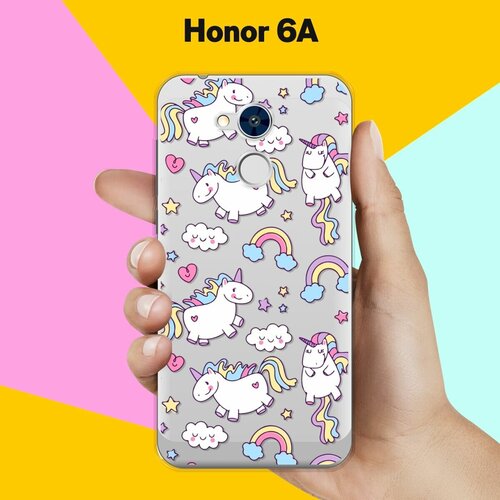 Силиконовый чехол на Honor 6A Узор из единорогов / для Хонор 6А силиконовый чехол на honor 6a узор из такс для хонор 6а