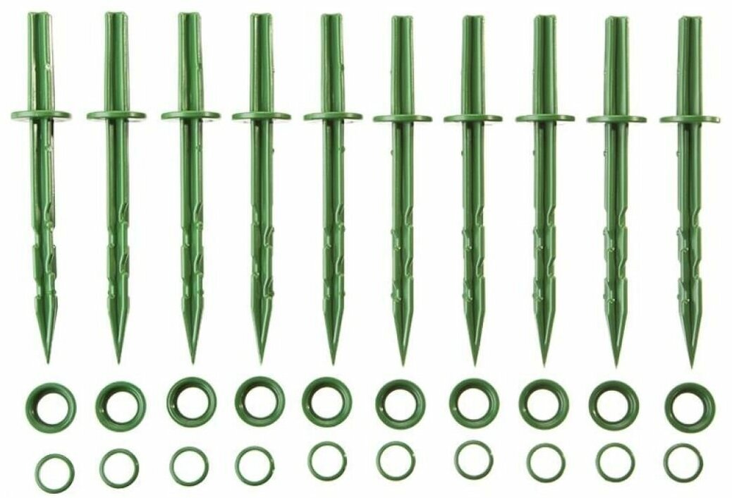 Колышек садовый, h = 20 см, набор 10 шт, зелёный