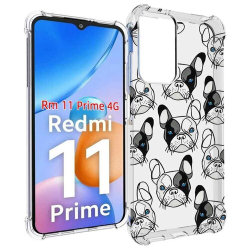 Чехол MyPads мини-собачки-черно-белый для Xiaomi Redmi 11 Prime 4G задняя-панель-накладка-бампер чехол mypads тигр с гранями черно белый для xiaomi redmi 11 prime 4g задняя панель накладка бампер