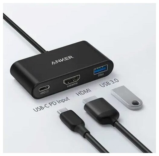 Хаб Anker A8339 PowerExpand 3-in-1 USB-C PD Hub черный (A83396A1)