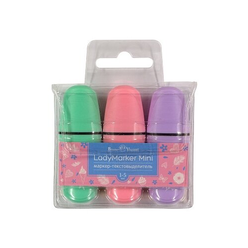 фото Набор маркеров-текстовыделителей 3 цвета 1-5.0 мм ladymarker mini, мятный/розовый/сиреневый, 2 шт. brunovisconti