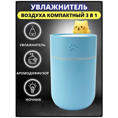 Увлажнитель воздуха для дома мини ультразвуковой увлажнитель с подсветкой настольный голубой 72100₽