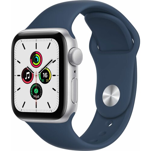 Apple Watch SE 44mm Silver Aluminum Case with Abyss Blue Sport Band (GPS) Для других стран
