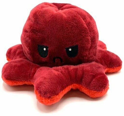 Плюшевая игрушка Осьминог-перевёртыш двухсторонний осьминог Красный Бордовый