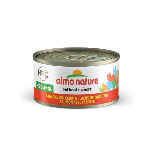 almo nature консервы для кошек с лососем и морковью 75% мяса hfc adult cat salmon Влажный корм для кошек Almo Nature Legend, с лососем, с морковью 70 г (кусочки в желе)