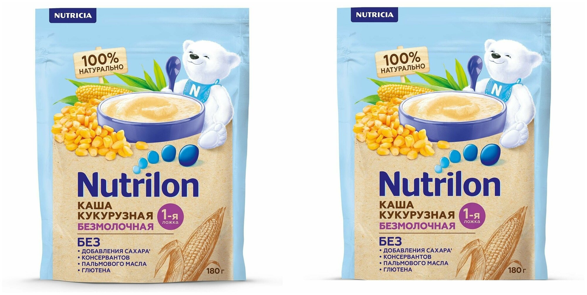 Каша безмолочная Nutrilon кукурузная с 5 месяцев 180 г 2 шт