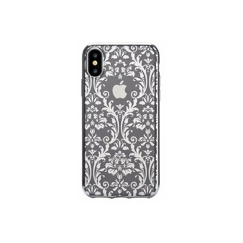 Чехол Devia для iPhone Xs, iPhone X Crystal Baroque, прозрачный, серебристыми узорами