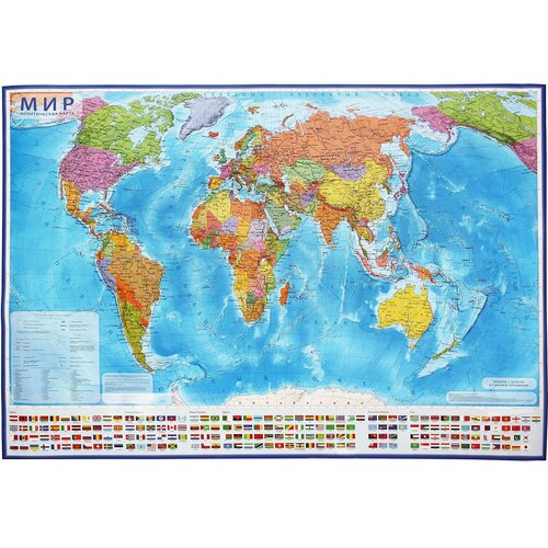 Глобен Географическая карта мира политическая, 59 x 40 см, 1:55 млн