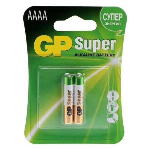 GP Батарейка алкалиновая GP Super, AAAA, LR8D425(LR61)-2BL, 1.5В, блистер, 2 шт. батарейка алкалиновая energizer lr27 a27 mn27 2bl 1 5в блистер 2 шт