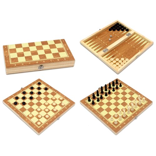 Шахматы, нарды, шашки деревянные 3 в 1 Miland (поле 29 см) фигуры из пластика