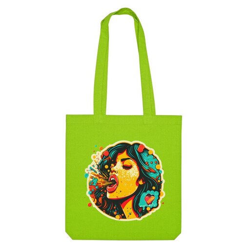 Сумка шоппер Us Basic, зеленый сумка девушка в абстракции желтый