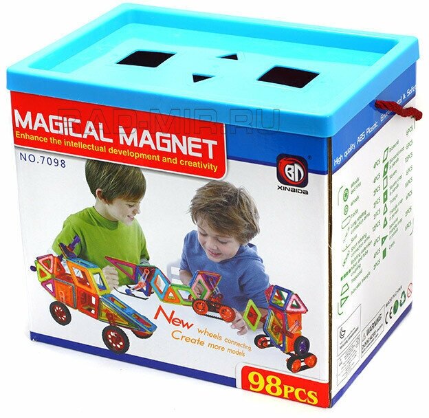 Магнитный конструктор ведро 98 деталей Xinbida Magical Magnet 7098-98