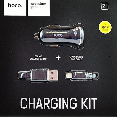 Автомобильное зарядное устройство Hoco АЗУ 2USB 2.1A для Lightning 8-pin Черный (iPhone) - фото №3