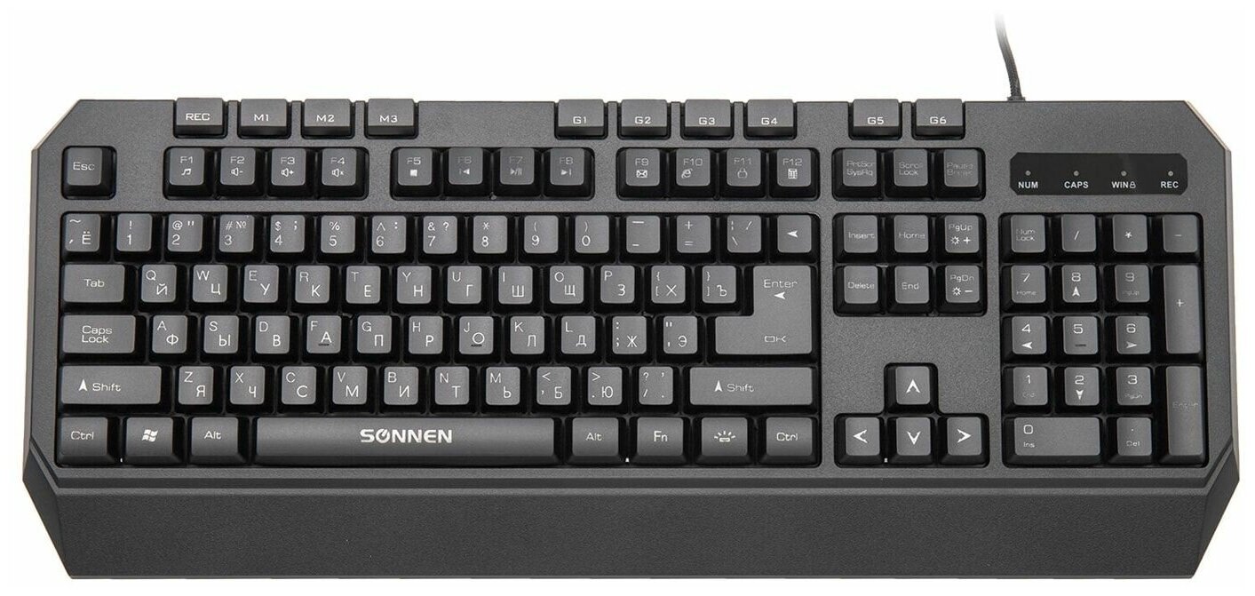 Клавиатура проводная игровая SONNEN KB-7700 USB 104 клавиши + 10 программируемых клавиш RGB черная 1 шт