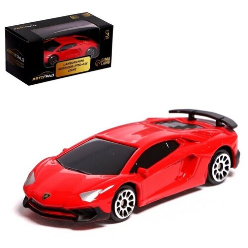 Машина металлическая LAMBORGHINI AVENTADOR LP750-4 SV, 1:64, цвет красный машина металлическая теропром 7335843 lamborghini aventador lp750 4 sv 1 64 цвет красный