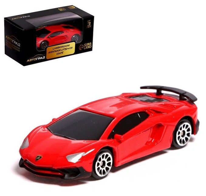 Машина металлическая LAMBORGHINI AVENTADOR LP750-4 SV, 1:64, цвет красный