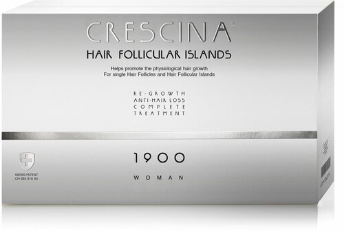 Лосьон для стимуляции роста волос для женщин №20 + Лосьон против выпадения волос №20 Crescina Follicular Islands 1900