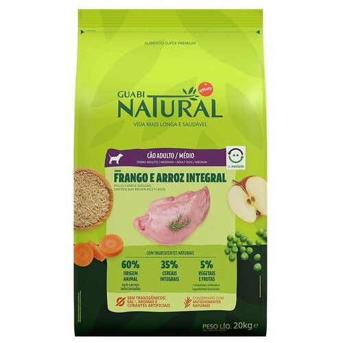 Guabi Natural Dog cухой корм для взрослых собак средних пород цыпленок и коричневый рис 20 кг