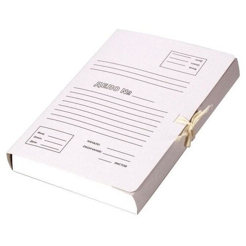 Папка с завязками картонная "Дело №" (А4, 300 г/м2, на 400л, картон немелованный) белая, 2шт, 8шт.