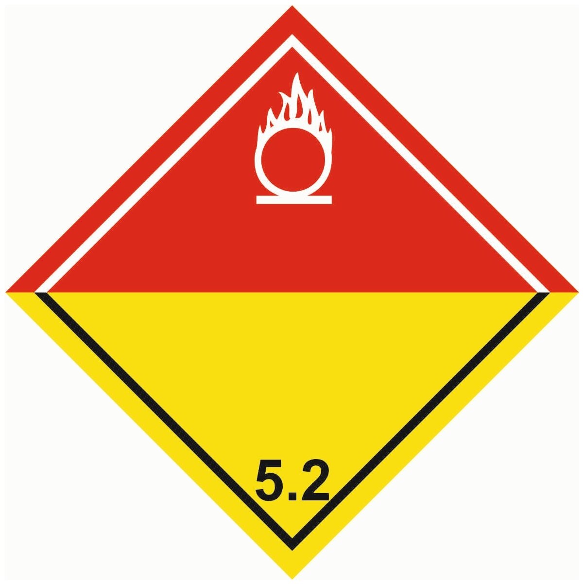 Знак опасных грузов 5.2б "Огранические пероксиды" 250х250 светоотраж. пленка + ламинация, уп. 4 шт.