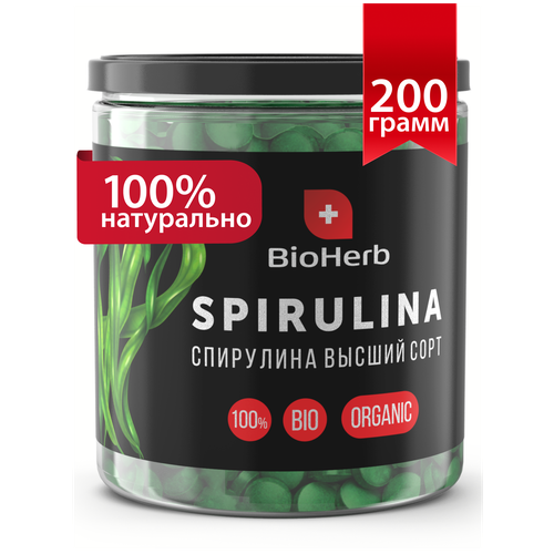 BioHerb / Спирулина в таблетках 200г/органическая/для похудения/Суперфуд/Spirulina