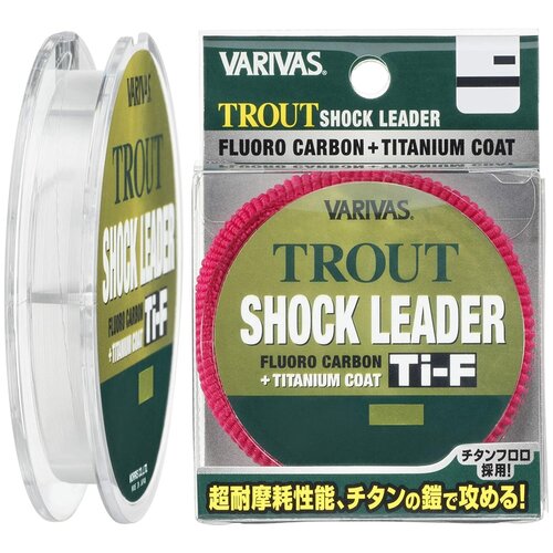 леска флюорокарбоновая varivas trout shock leader fluoro carbon 30m 0 6 Монофильная леска Varivas Trout Shock Leader Fluoro Ti-F (03lb)