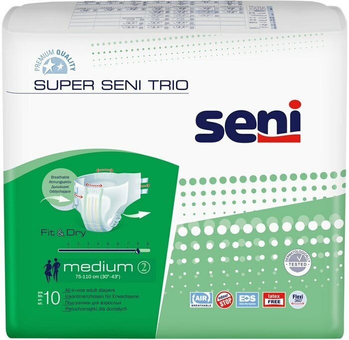 Подгузники Seni Super Trio Medium для взрослых 10шт