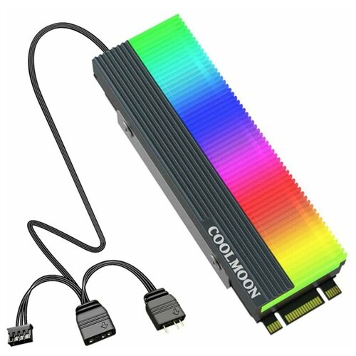 Радиатор для SSD M.2 ARGB 5V 3Pin (алюминиевый сплав) для SSD M.2 SSD NGFF 2280 NVMe, охлаждение SSD addressable ws2812b rgb led strip for pc for asus aura sync msi mystic light gigabyte fusion2 0 5v 3pin header on motherboard