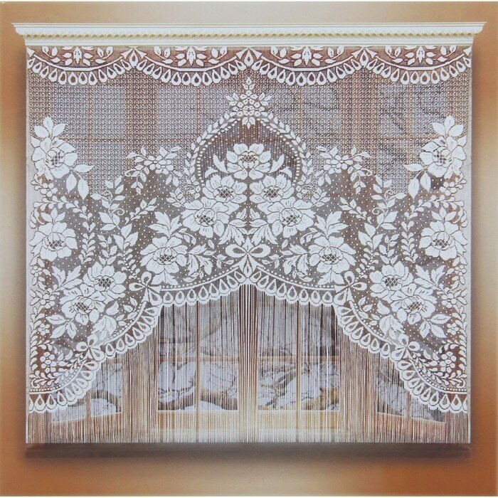 Тюль на кухню без шторной ленты размер 169х162 см цвет белый 100% полиэстер