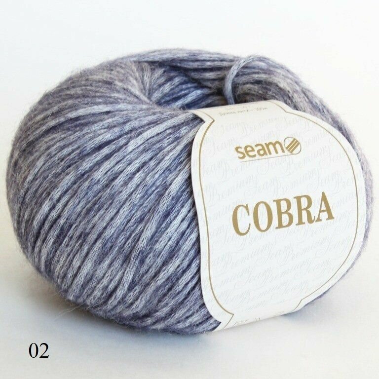 Пряжа Seam Cobra Сеам Кобра 02, 70% хлопок 21% мериносовая шерсть 9% альпака, 50 г, 100 м, 1 моток.
