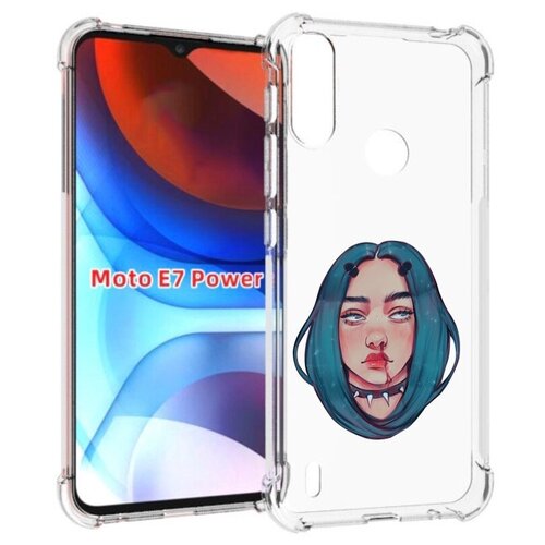 Чехол MyPads грустная-девушка-с-синими-волосами для Motorola Moto E7 Power задняя-панель-накладка-бампер