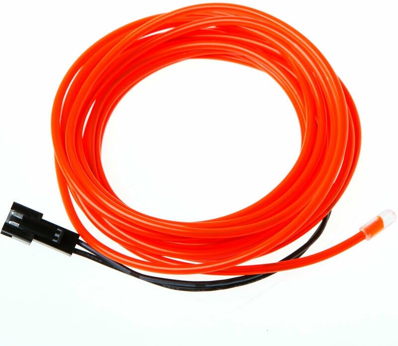 Led гибкий неон узкий (EL провод) 2,3 мм, красный, 1 м, с разъемом для подключения - фотография № 1