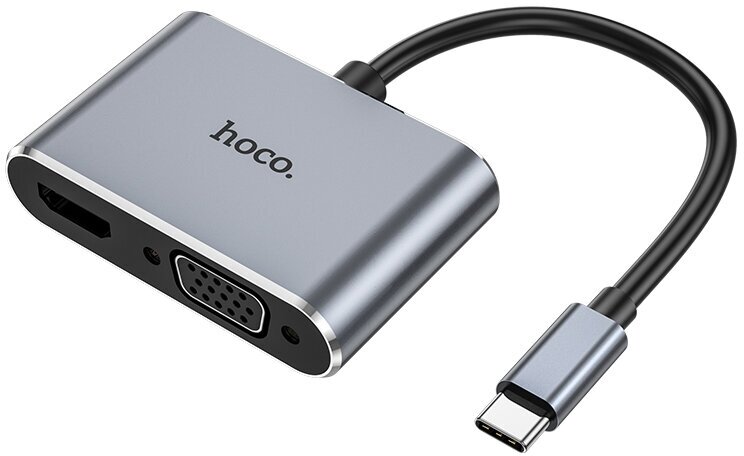 Переходник HOCO HB30 разъем Type-C, HDTV, VGA, USB 3.0, USB-C, серый